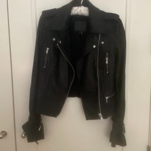 PAIGE black leather biker jacket, xs